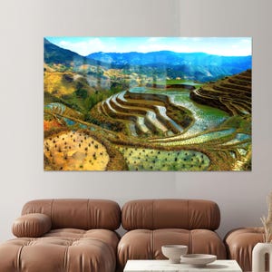 Banaue Rice Terraces Wall Hanging, Nature Landscape Wall Art, Banaue Rice Terraces Philippines Glass Wall, View Glass Wall Art,