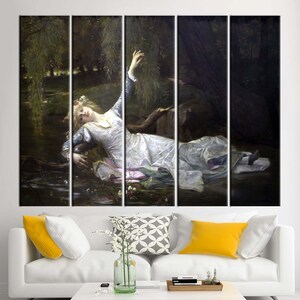 Ophelia, Woman Wall Decor, Famous Printed, Girl Printed, Reproduction Canvas, Oil Painting Print, Cabanel Ophelia Artwork, image 5