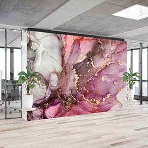 Rosa und grauer Marmor, Gold Marmor Wandbild, Abstrakte Tapete, Luxus Marmor Wandbild, Gold Wandbild, Marmor Tapete,