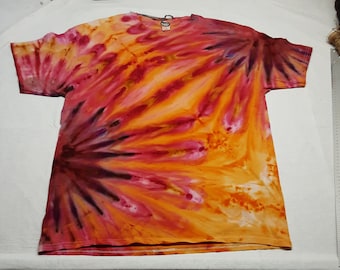 XL Tie Dye Shirt for Men, Tye dye shirt, Psychedelic T Shirt, Multi color iced dye, Festival Wear Tee, Unique gift for Friend, Wave, XL
