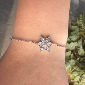 Sterling Silver Lotus Flower Bracelet - 925 Silver - Adjustable Chain