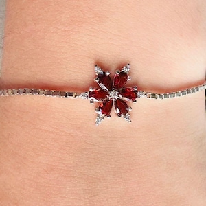 Sterling Silver Lotus Flower Bracelet - Adjustable Chain