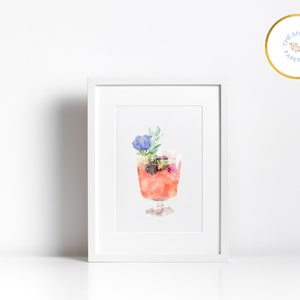 Printable Cocktail Art, Cocktail Art, Digital Beverage Art, Bar Cart Painting, Digital Download