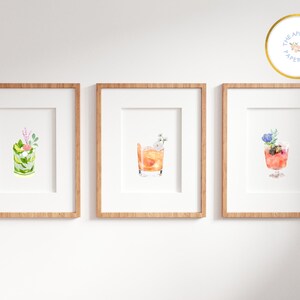 印刷可能なカクテル アート バンドル、カクテル アート、フェミニンなバーボン、バー カートの絵画、デジタル ダウンロード、バーボン アート、モヒート、美しいカクテル
