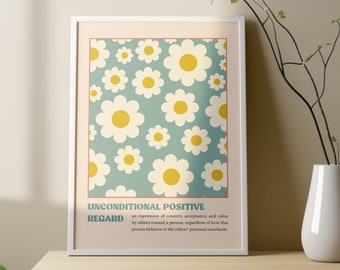 Retro Blumen Poster Illustration: Psychiater Büro Wand Kunst (Digitaler Download)