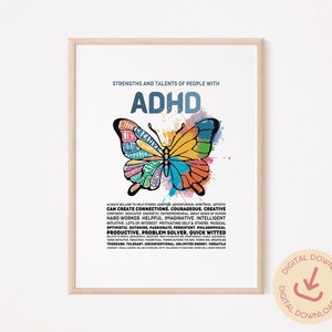 ADHD Poster, Printable ADHD Wall Art, Therapist, School Counselor, Psychologist Office Decor, Mental Health Printable, Neurodiversity Art