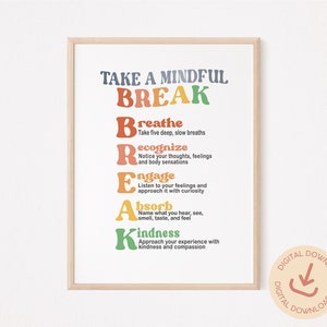 Mindful Break-poster: inrichting therapiekantoor (digitale download)