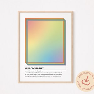 Decoración de oficina de terapia, arte de pared de neurodiversidad, cartel de TDAH, TDAH, arte de pared de salud mental, decoración de consejero escolar, arte de pared de educación especial