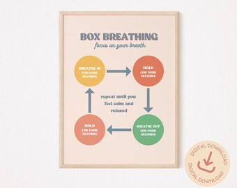 Box Breathing Poster: Mental Gesundheit Deko (Digitaler Download)