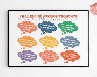 Poster geestelijke gezondheid: uitdagende angstgedachten (digitale download)