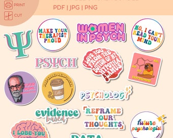 Psychology Stickers, Mental Health Stickers, Psychology Gifts, Psychology, Digital Stickers, Laptop Stickers, Planner Stickers, Sticker Pack