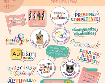 Autism Awareness Sticker Bundle: Neurodiversity Stickers (Digital Download)