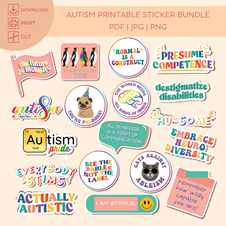 Autism Awareness Sticker Bundle: Neurodiversity Stickers (digital ...
