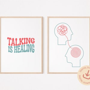 Talking is Healing Poster, Mental Health Printable, Therapy Office Decor, Psychology Art, School Counselor Office Decor
