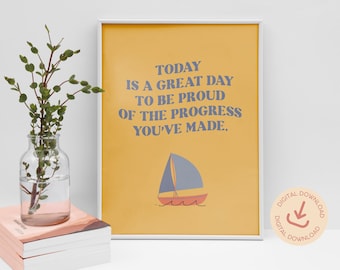 Affirmation Mentale Gesundheit Poster: Inspirierende Retro Kunst (Digitaler Download)