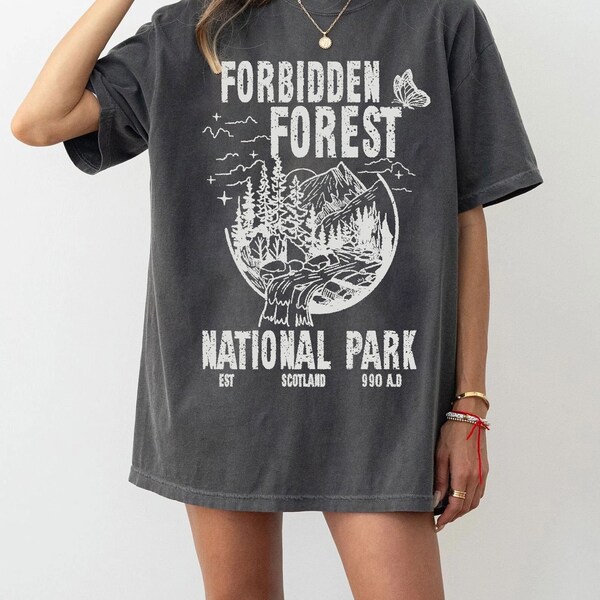 Forbidden Forest Wizard House Tee - National Park Style Potter Shirt, Universal Studios Inspired, Vintage Bookish Fandom Gift, Unisex Top