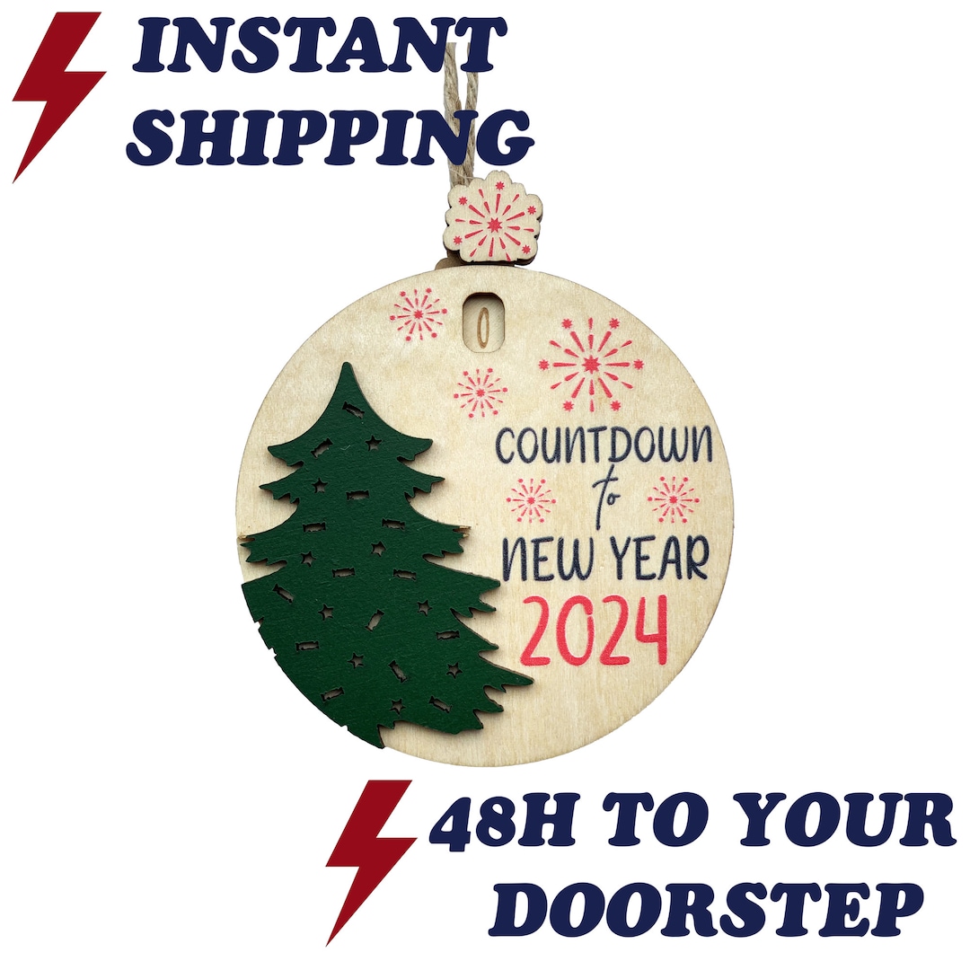 Countdown to New Year 2024 Ornaments, Perfect for Christmas Eve & New