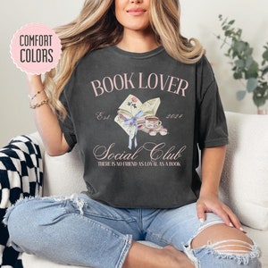 Book Lover Social Club Shirt-Comfort Colors Bookish T-Shirt,Custom Book Club Tee, Personalized Gift for Book Lovers,Book Social Club Apparel