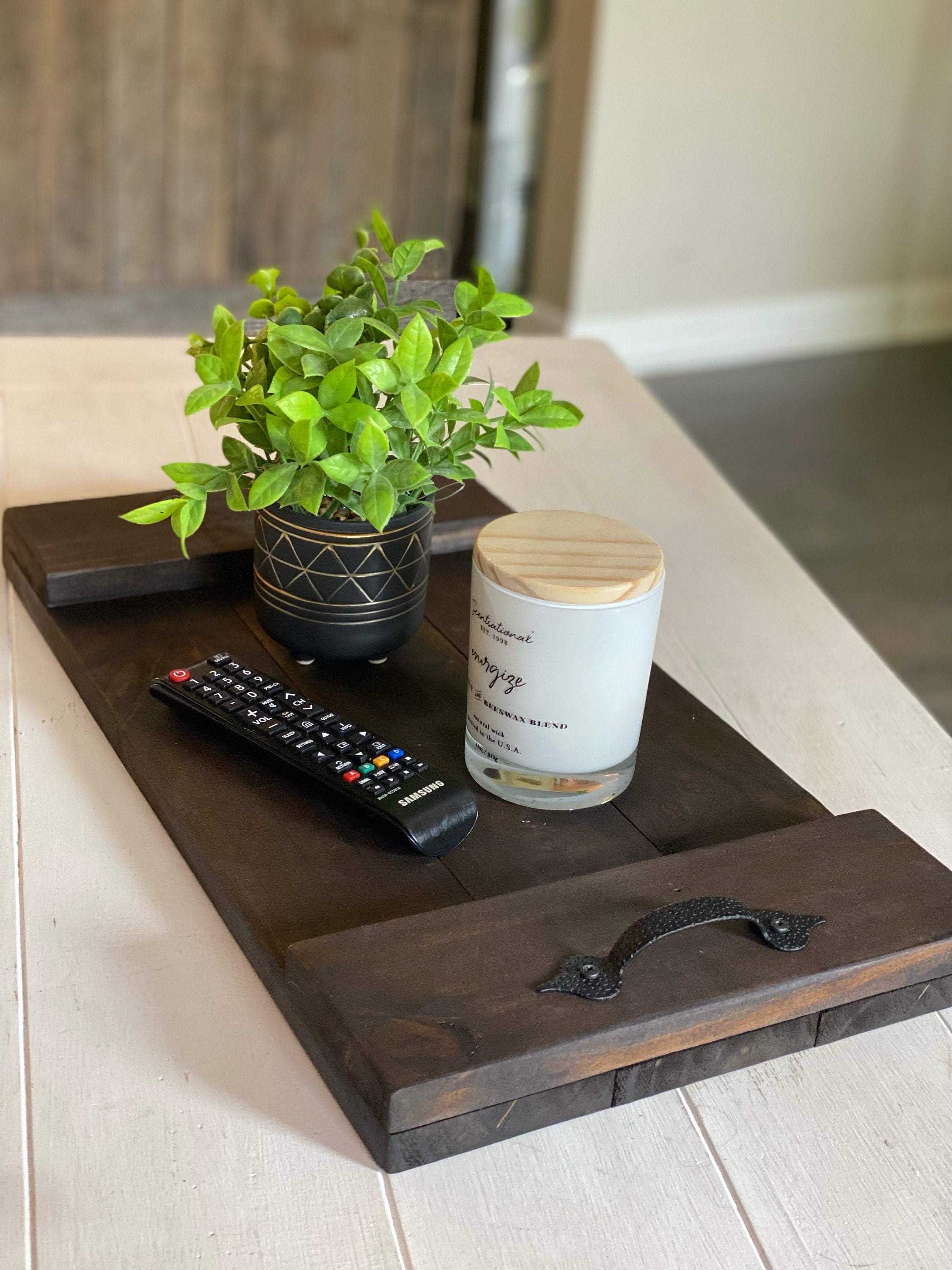 Vassoio Portatè Esagonale In Legno E Vetro Stile Vintage, Bandejita Decorativa Per Candele, Centrotavola Shabby Chic Per Salotto E Cucina, Fatto A Mano