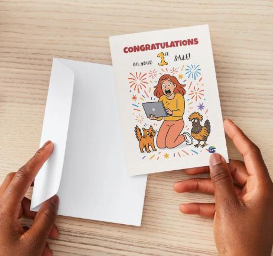 Funny First Sale Congratulations Card, Editable A6 Digital Download ...