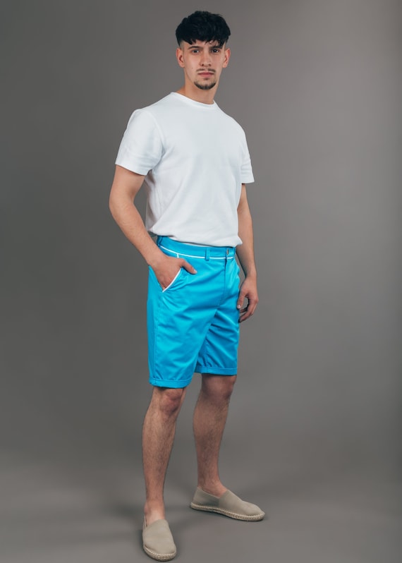 Men short regular fit pants, cotton summer handmade shorts, unique designer pants, mod shorts, double pocket shorts, slow fashion shorts
