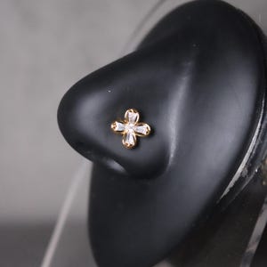 Pretty Flower Nose Ring, Gold, Large Nose Ring Stud, Surgical Steel, 20G, L Shaped, Nose Piercing Jewelry, Unique Statement Body Jewelry