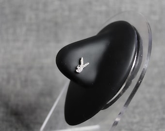 Playboy, Bunny Nose Ring, Silver, Large CZ, Surgical Steel, 20G, L Shaped, Nose Piercing Jewelry, Unique Statement Body Jewelry