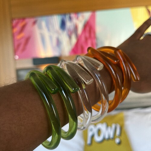 Acrylic Bangle | Resin Bracelet | Transparent Bangle Bracelet | Unique Statement Jewelry
