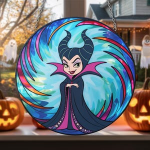 Cute Dark Fairy Halloween Suncatcher | Gothic Fantasy Window Hanging | Pastel Spooky Decor for Fall and Trick or Treat Season