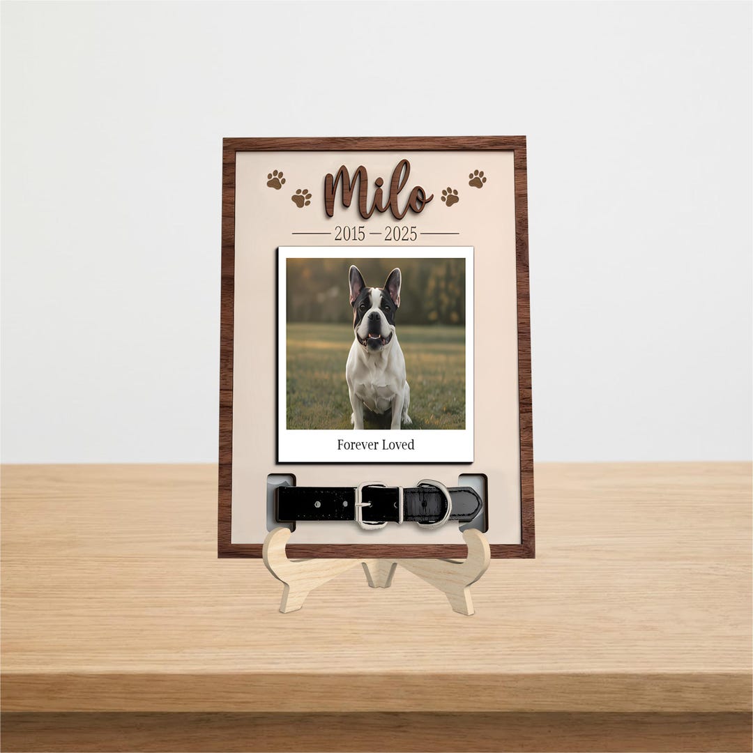 Personalized Dog Memorial Wood Frame With Collar Holder, Custom ...