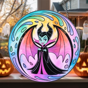 Cute Dark Fairy Halloween Suncatcher | Gothic Fantasy Window Hanging | Pastel Spooky Decor for Fall and Trick or Treat Season