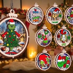 Funny Grinch Character Ornaments – Christmas Tree Decor with Max, Cindy Lou, HoHoHo – Holiday Gift for Grinch Fans