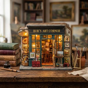 Bloc en bois personnalisé pour studio d'art, décoration de magasin de peintre miniature, coin artistique avec nom personnalisé, cadeau créatif pour artiste