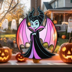 Cute Dark Fairy Halloween Suncatcher | Gothic Fantasy Window Hanging | Pastel Spooky Decor for Fall and Trick or Treat Season