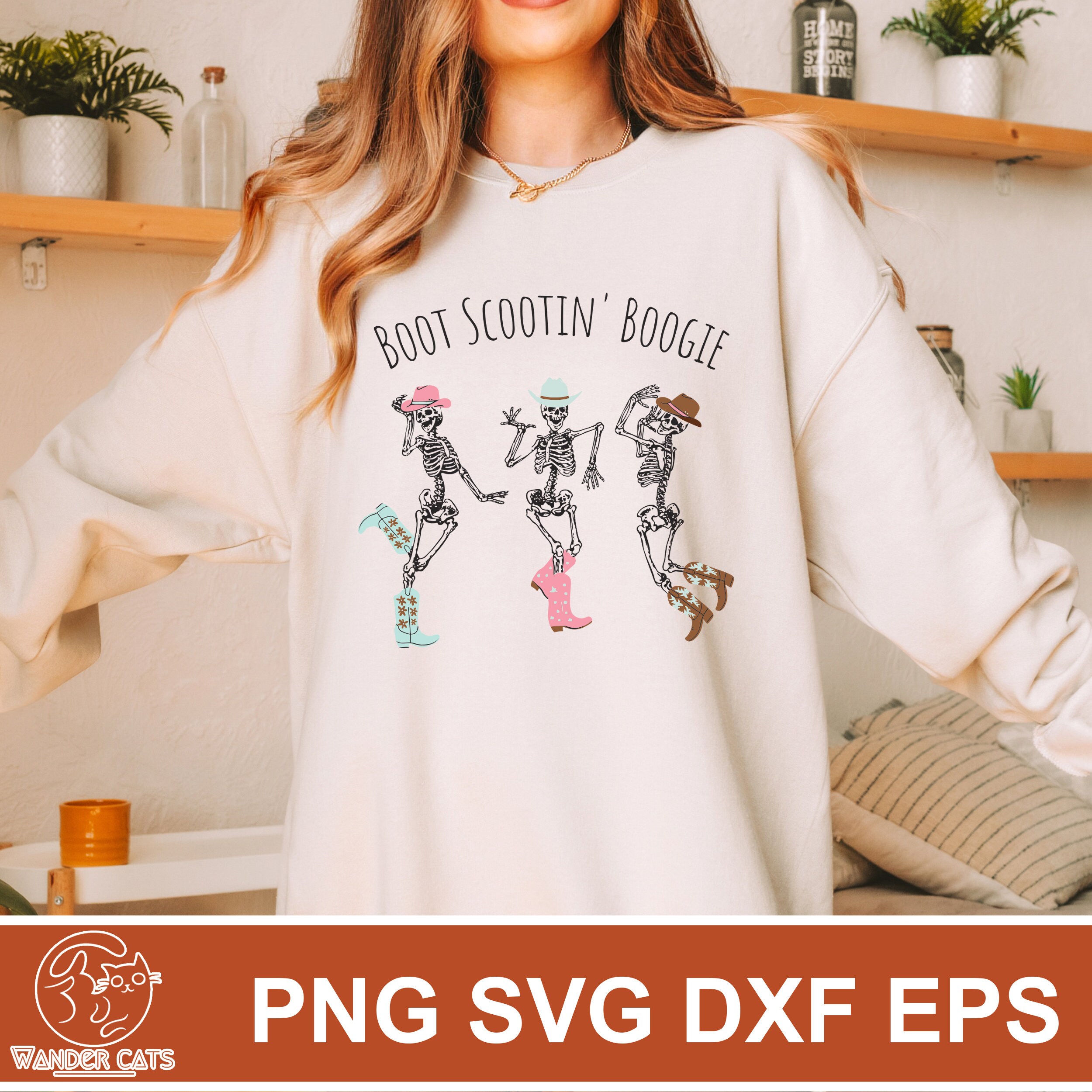 Boot Scootin Boogie Svg Halloween Western Svg Funny Skeleton Etsy