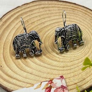 Oxidized Elephant Earrings: Boho Tribal Navratri Jewelry