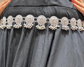 Handmade Oxidized Silver Tone Waist Belt: Belly Chain Jewelry
