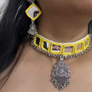 Handmade Navratri Necklace and Earrings Set, Customise Color, Premium collection, Unique Choker set, Necklace for Navrati and Daily Use