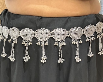 Handmade Oxidized Silver Tone Waist Belt: Belly Chain Jewellery