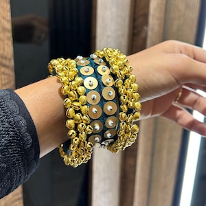 Handmade Navratri Bracelet Set: Garba Jingle Bangles, Indian Wedding Jewelry