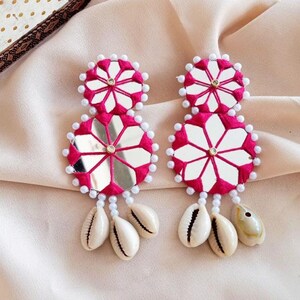 Kundan Jhumka Earrings: Indian Fabric Jewelry, Navratri Ornaments