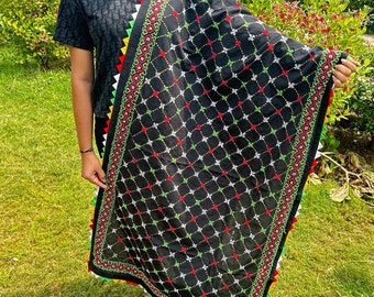 Handmade Gujarati Dupatta: Traditional Indian Handwork Navratri Dupatta
