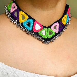 Premium Navratri Choker Necklace, Exquisite Handcrafted with Mirror Work, Navratri Mirrorwork Jewelry, Gift for her, Wedding Handmade Choker