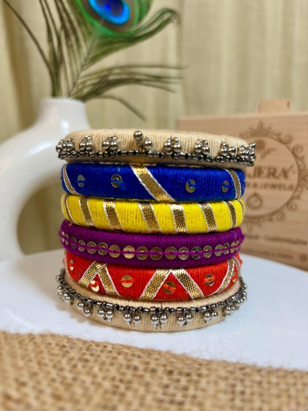 Thread Bangles Colours Handmade Colorful Thread Bangles Set: Boho Charm Jewelry - Etsy