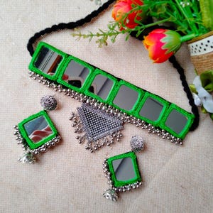 Mirror Necklace and Earrings Set, Customise Color, Festive Collection ...