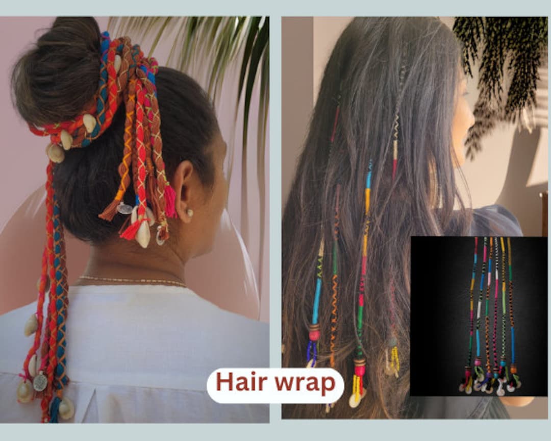 Hair Wrap Strings With 6 Colours, Boho Brown Ponytail Braids Hair