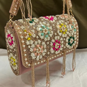 Handtasche bestickt,Handgefertigte Perlen Tasche, Designer Tasche, Fashion Sling Handtasche, Hochzeit bestickte Clutch, Hochzeitstasche, Tasche mit Henkel