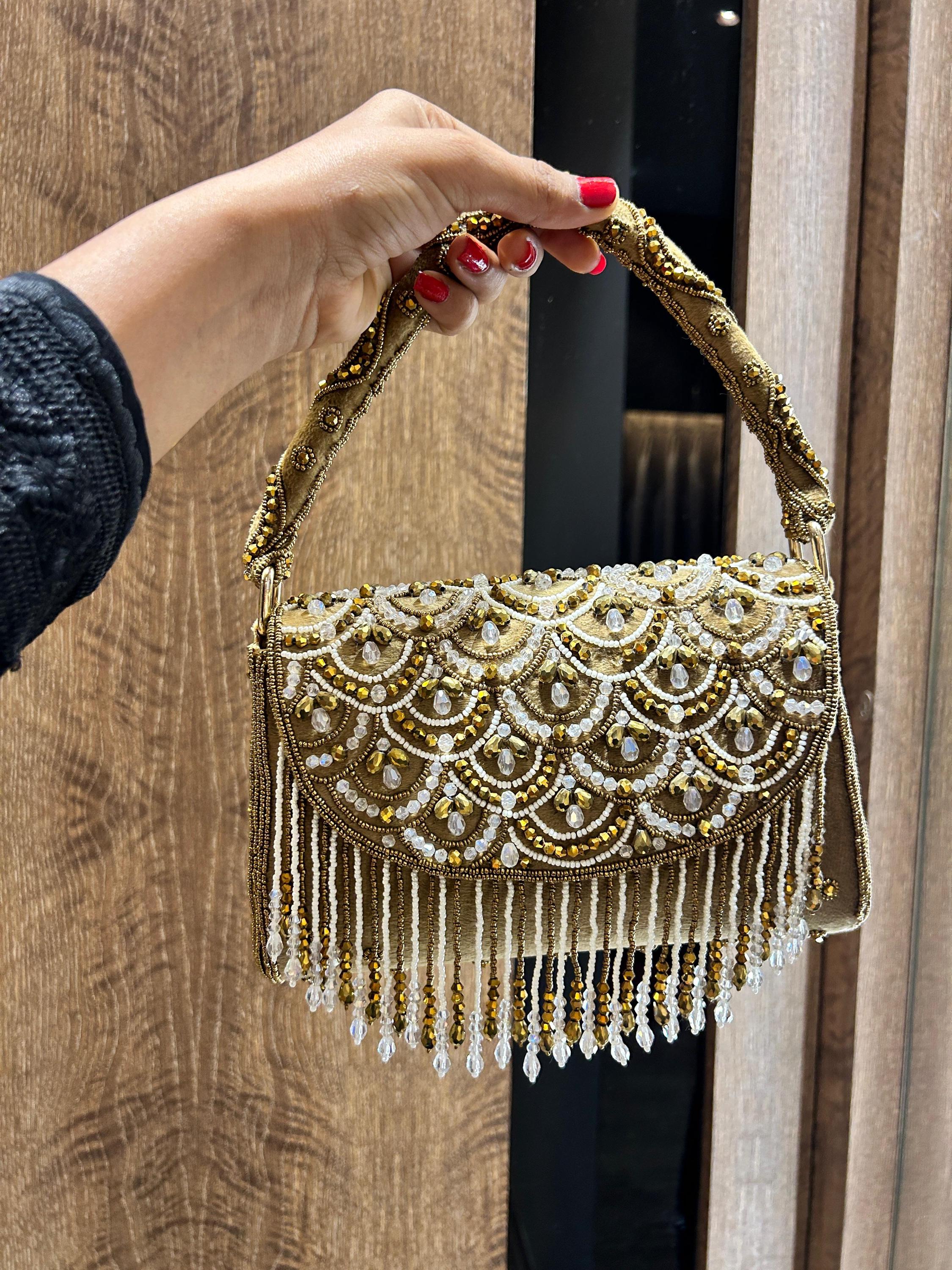 Handmade Beaded Clutch Bag: Embroidered Wedding Purse