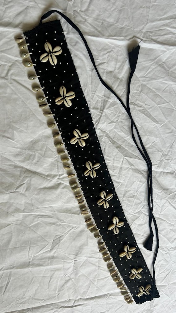 Vintage Bohemian Boho Mirrored Beaded Embroidered Waist Belt Handmade in India Handmade Mirrorwork Waist Belt: Traditional Indian Wedding  main image 4