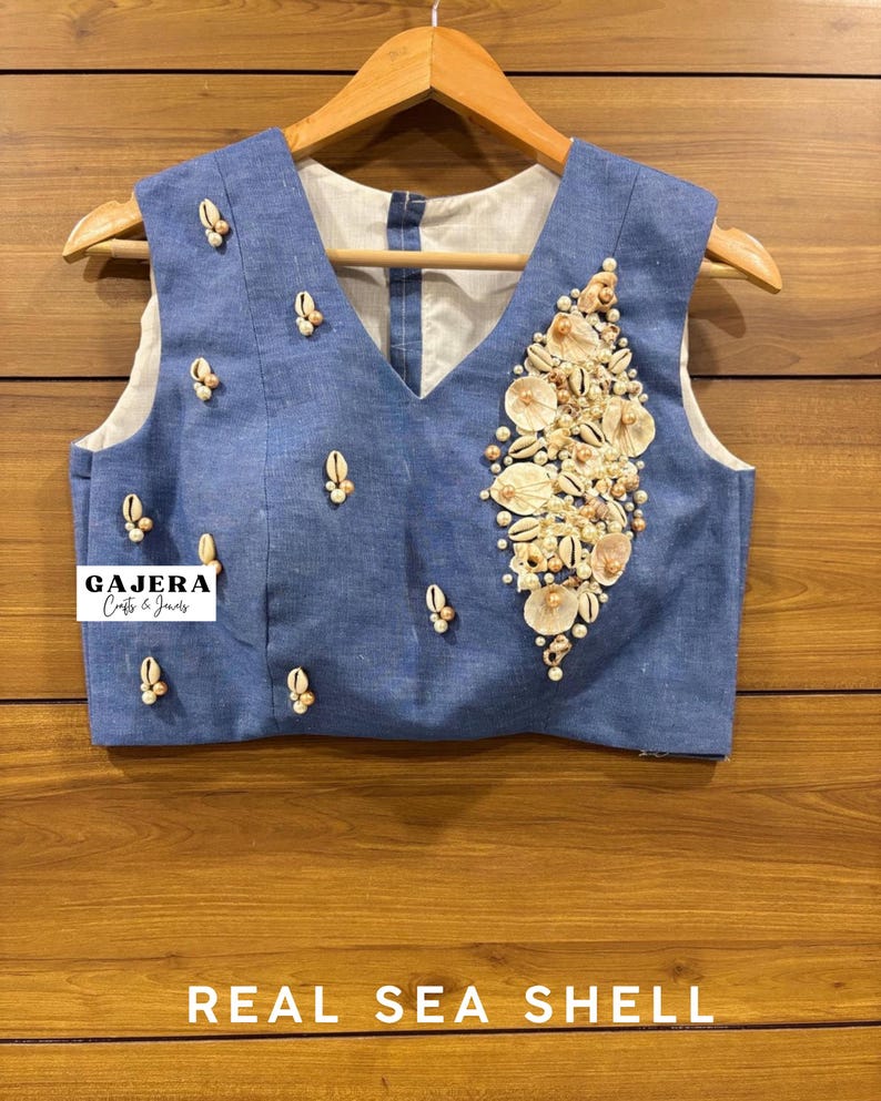 Handmade Denim Blouse With Shells, Charms & Lace - Boho Chic Top - Etsy